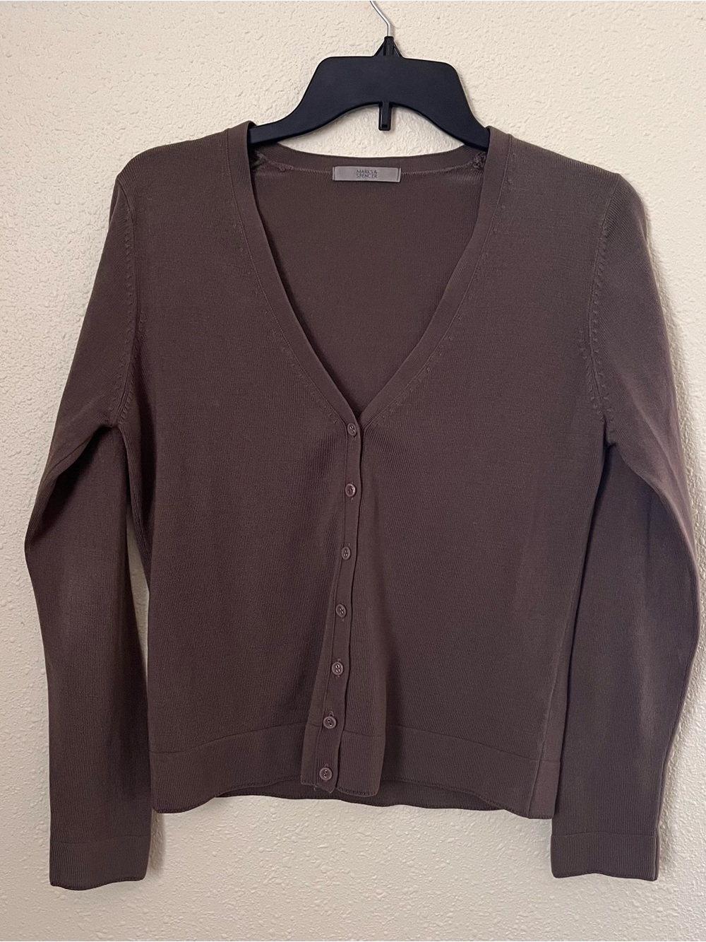 Brown V-Neck Button Front Women’s Cardigan